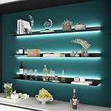 LED-Schweberegal aus Metallmaterial, schwebende Regale mit Lichtern, Pflanzenregal oder Bücherregal, Wandregal für gewerbliche Bar, 80 x 20 x 6 cm