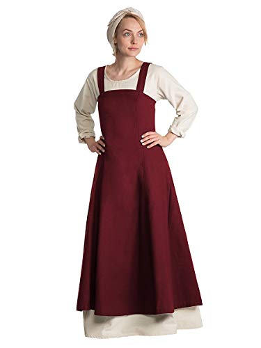 Andracor - Elegantes Wikinger Schürzenkleid für die schneidige Nordfrau - universell einsetzbar für LARP, Mittelalter, Fantasy & Cosplay - Farbe: Bordeaux - Größe: XXL