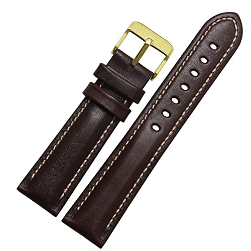 SCRUBY Für klassische Allzweck -Weave -Weave -Band -Modemarkenband 18mm 20mm 21mm 22 mm echtes Leahther Armband(Brown-gold,18mm)