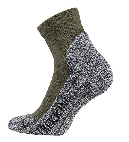 TippTexx24 4 Paar kurzTrekkingsocken, Wandersocken mit Coolmax Garn (43-46, oliv)