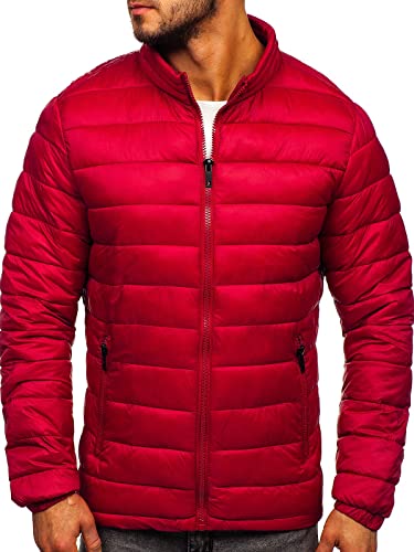 BOLF Herren Übergangsjacke Steppjacke Leichte Daunenjacke Sportjacke Freizeitjacke Reißverschluss Street Style J.Boyz 1119 Weinrot XXL [4D4]