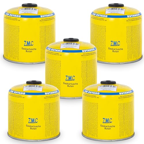 Z.M.C 5X Gaskartuschen 500g/990ml mit 7/16" Eurogewinde Anschluss, Schraubkartusche für Unkrautbrenner, Universal Druckgasdose mit Schraubventil