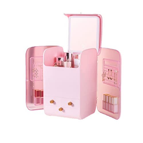 CASEGO Kosmetik-Aufbewahrungsbox mit Lichtern, Make-up-Spiegel, multifunktionaler Schmuckständer, sehr praktisch (A)