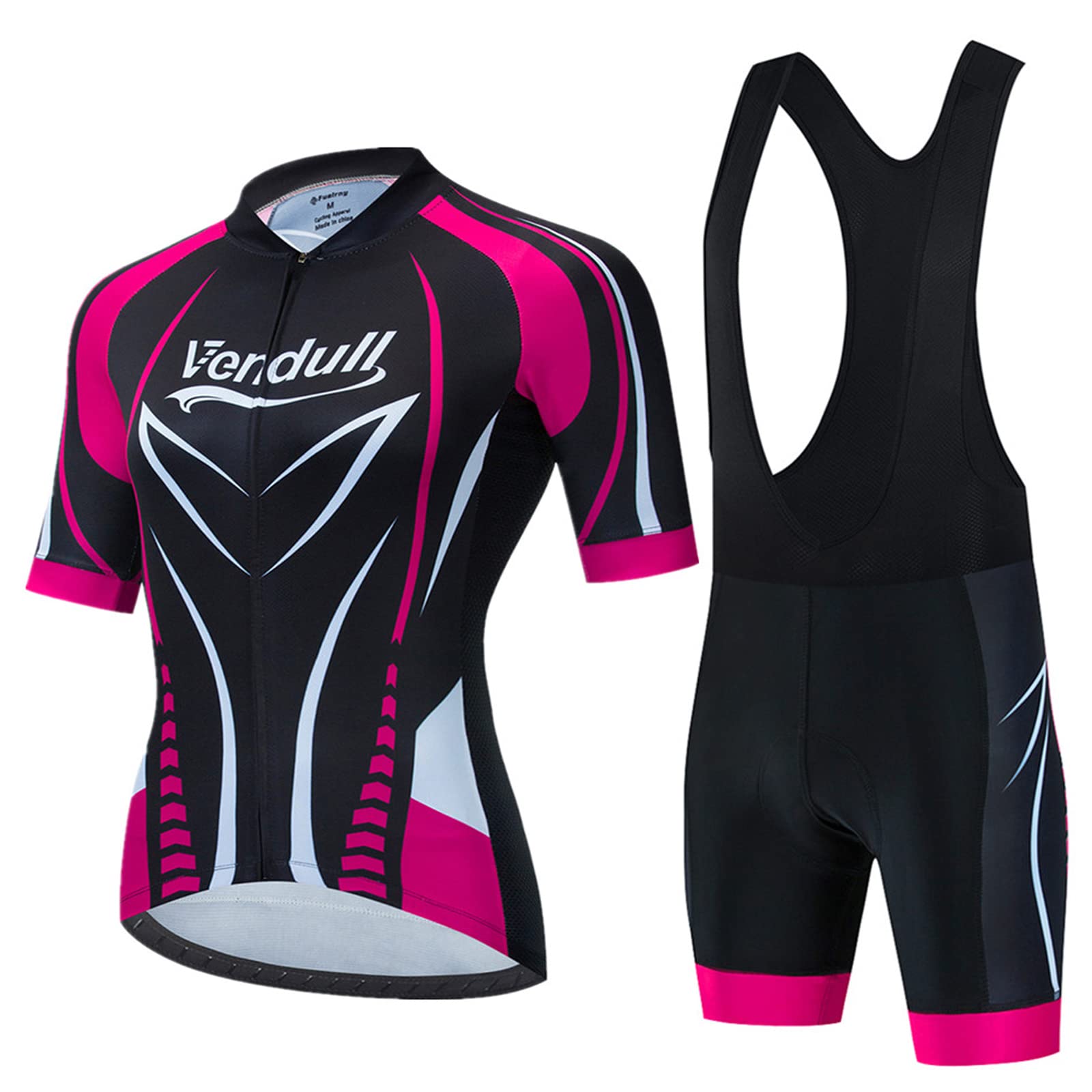 Radtrikot Damen|Radsportanzug Kurzarm Set|Fahrradbekleidung Frauen Sommer,MTB Fahrradtrikot Cycling Oberteil und Radhose mit 19D Gel Sitzpolster,Bike Bekleidung Atmungsaktiv Schnell Trocknen(4,L)