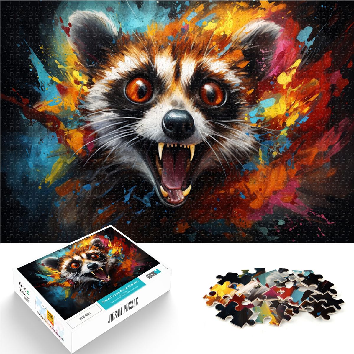 Puzzle, buntes Fantasie-Lemur-Kunst-Puzzle, 1000 Teile, Puzzle-Geschenke, Holzpuzzle, Familienspiel, Stressabbau, schwieriges Herausforderungspuzzle, 1000 Teile (50 x 75 cm)