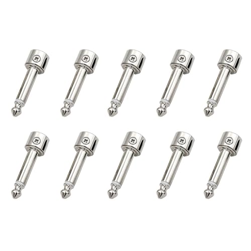 Jeenuuder 10 Stück 6,35 mm Lötfreie Stecker-Set, DIY-Gitarren-Pedalbrett, E-Gitarren-Zubehör