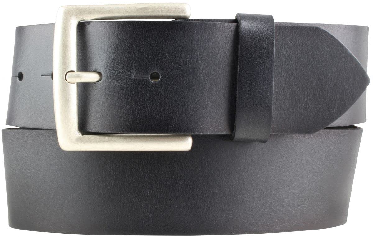 BELTINGER Herren-Gürtel aus Vollrindleder Vintage-Look 5 cm | Jeans-Gürtel für Herren 50mm | Mit geschwärzten Kanten | Schwarz 100cm