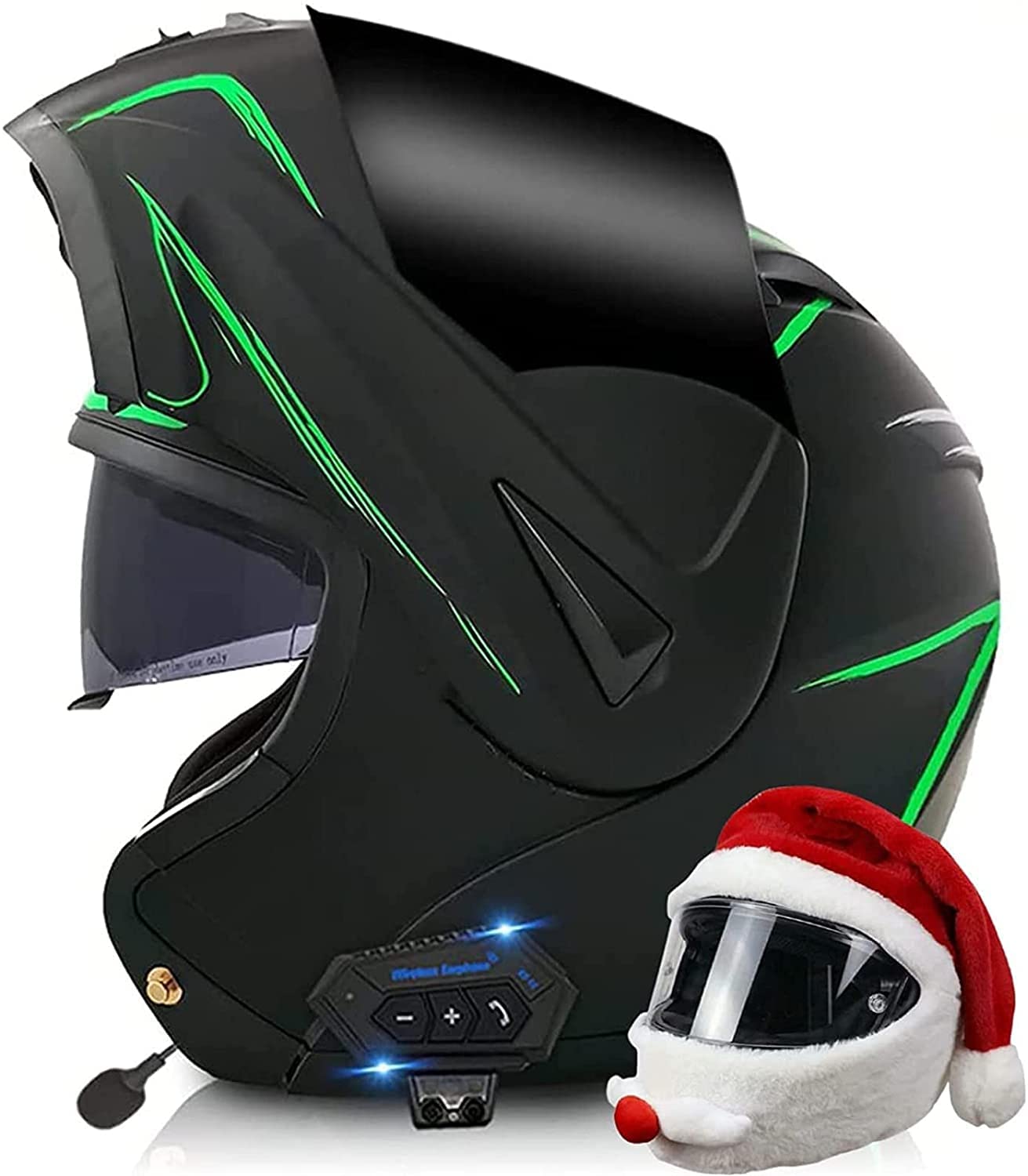 Klapphelm Integrierter Bluetooth Motorradhelm Mit Doppelvisier Modular-Helm DOT/ECE Genehmigt Motorrad Full Face Helm Rollerhelm Anti-Fog-Doppelspiegel Sturzhelm Unisex