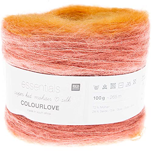 Rico Super Kid Mohair loves Silk Colourlove 15, Mohair Seide Wolle Farbverlauf zum Stricken und Häkeln, 100g Bobbel