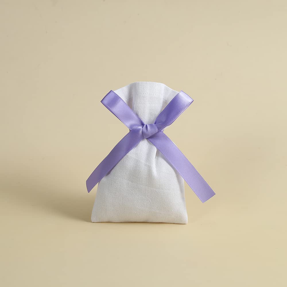 Stoffbeutel mit Kordelzug 50 stücke Weiße Baumwoll-Sackleinen-Schmucksack mit Ribbon benutzerdefiniertes Logo kann Ribbon-Farbbeutel für Hochzeits-Süßigkeiten-Geschenk-Tasche wählen Jutebeutel Geschen