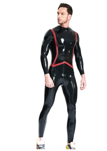 Männlicher Fishtail Stripe Catsuit Latex Catsuit Gummianzug Latex Zentai