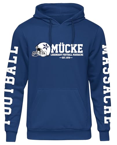 UGLYSHIRT Mücke 63 Herren Kapuzenpullover | Football Premium Hoodie Weltkulturerbe Pullover | Ärmeldruck M5 Blau (S)