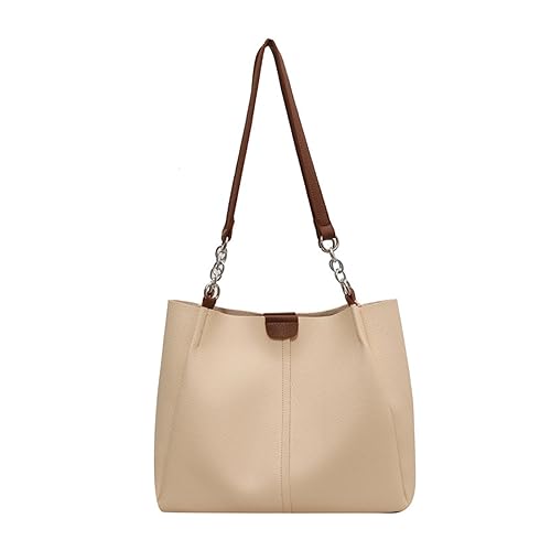 ohodhmnu Damen-Tragetasche, stilvolle Unisex-Umhängetasche, modisch und vielseitig, einfarbige Tasche für Männer und Frauen für modische Menschen, beige, with accessories