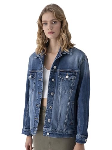 LTB Jeans Damen Monalis Jeansjacke, Heix Wash 54091, Oversized