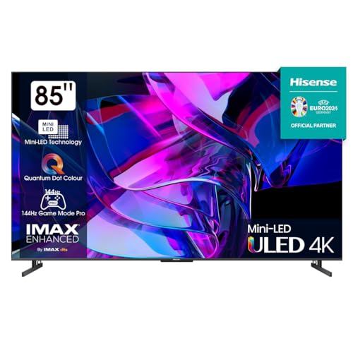 Hisense 85U7KQ (85 Zoll) Fernseher 4K Mini LED ULED HDR Smart TV, Quantum Dot, 120Hz, HDMI 2.1, Game Mode Pro, Dolby Vision IQ & Atmos, Bluetooth, Alexa Built-in, Anthrazit