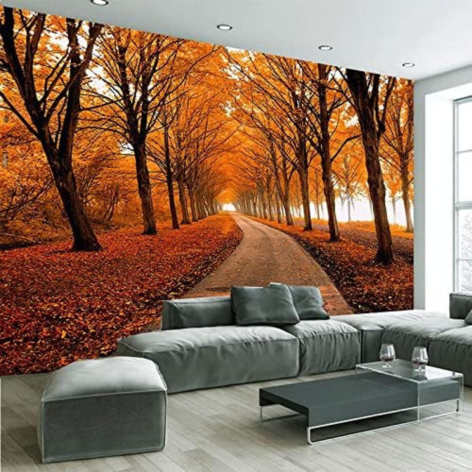 XLMING Natur Szenerie Herbst Ahorn Wald 3D Tapete Home Dekoration Wohnzimmer Sofa Schlafzimmer Tv Hintergrund Wand-300cm×210cm