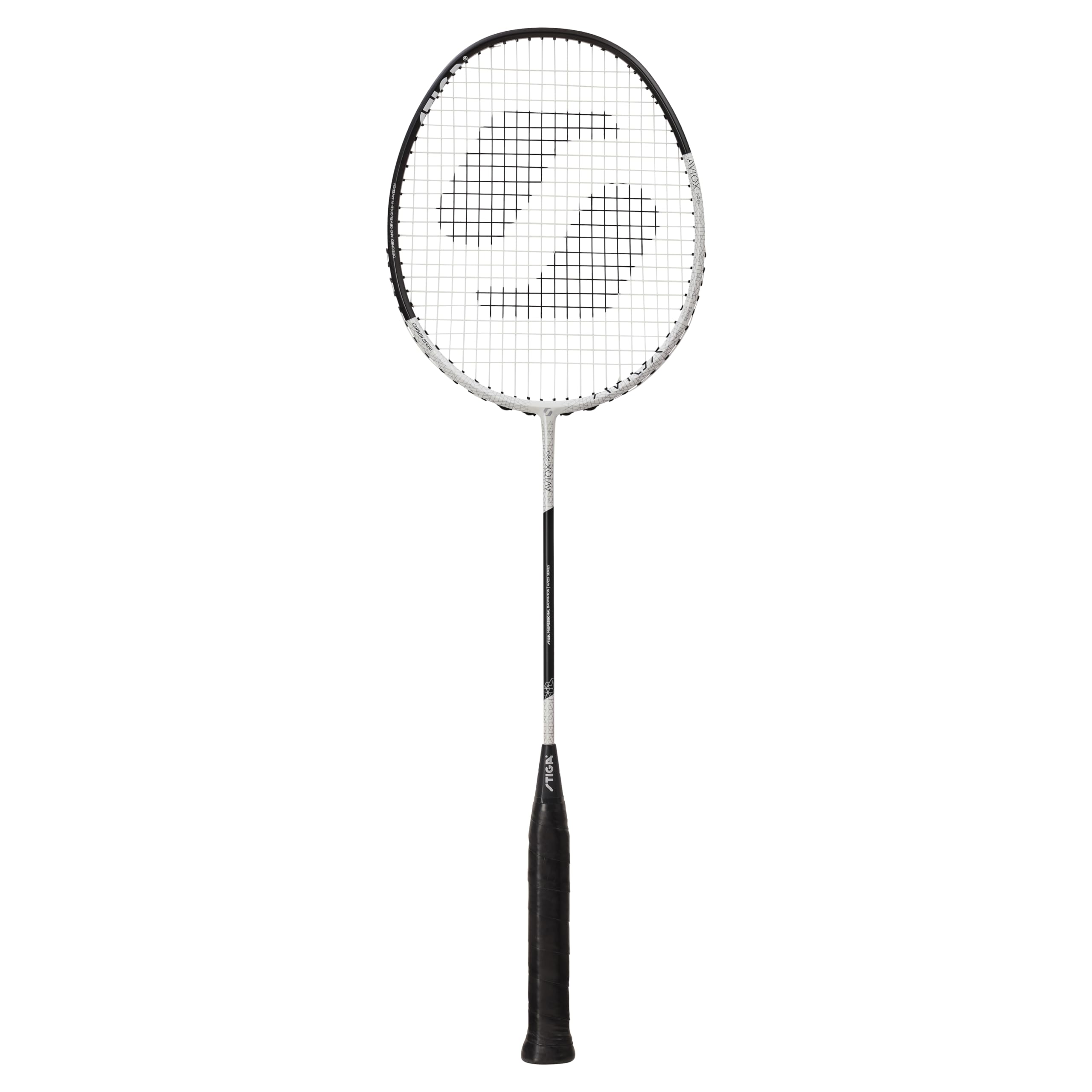 STIGA Badmintonschläger Aviox Pro - Head-Heavy Topschläger mit Exklusiver Kohlefaser für Unschlagbare Leistung, Gefühl und Komfort. Ideal für Wettkämpfe