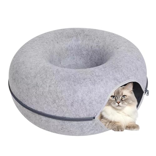 Aizuoni Katzen Donut, Katzentunnel, Katzen Höhle, Katzen Tunnel, Donut-Tunnelbett Für Katzen, Atmungsaktives, Kratzfestes Katzenhöhlenbett Aus Filz, Rundes Katzenbett, Katzen-Donut-Tunnelbett