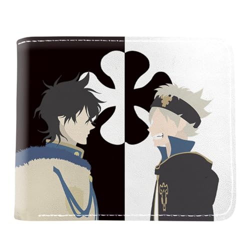 RYNDEX Black Clov-er Kartenetui Anime, Jugend Karikatur Portemonnaie Klein, PU Leather Geldbörse Brieftasche Wallet(Color:Multicolor 18)