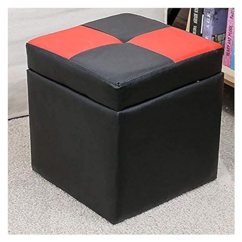 RAABYU Cube Kunstleder Lagerung Fuß Hocker Pouf Sitzbank, mit Scharnier Top Organizer Box Pouf Brust Einzel