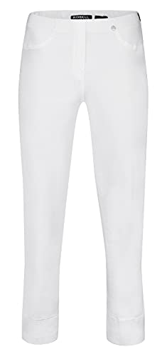 Robell Style BELLA09-7/8 Damen Jeans Straight - Jeanshose Damen high Waist - Stretch Jeans Hose mit Aufschlag und Gesäßtaschen - Bitte Zwei Größen Kleiner bestellen - Weiß, 50