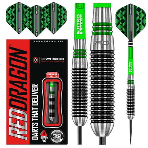 RED DRAGON Titan 2-32g Tungsten Darts Set with Flights and Stems