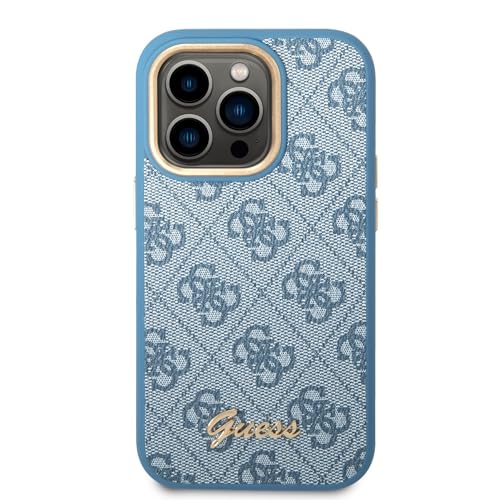 Guess GUHCP14XHG4SHB hülle für iPhone 14 Pro Max 6,7" blau/Blue Hard case 4G Vintage Gold Logo