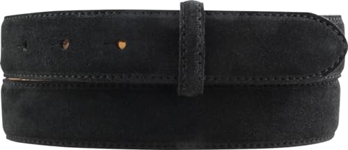 BELTINGER Gürtel aus Veloursleder ohne Schnalle 3,0 cm | Velour-Ledergürtel für Damen Herren 30mm | Wildleder-Gürtel | Schwarz 95cm