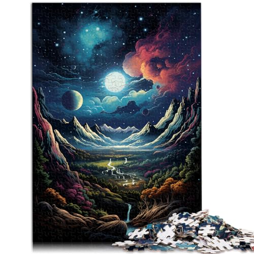 Puzzle für farbenfrohe, psychedelische Planetenlandschaft, 1000-teiliges Puzzle für Erwachsene, Holzpuzzle, Weihnachtswunschliste mit Weihnachtsmann, 1000 Teile (50 x 75 cm)