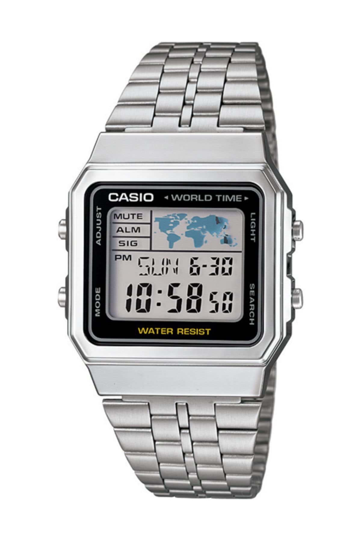 Casio Unisex Digital mit Edelstahl Armbanduhr A500WA1D