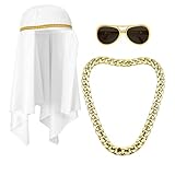 W WIDMANN MILANO Party Fashion 68545 - Verkleidungsset Arabischer Scheich, Kopftuch, Kette, Brille, Araber, Sultan, Mottoparty, Karneval