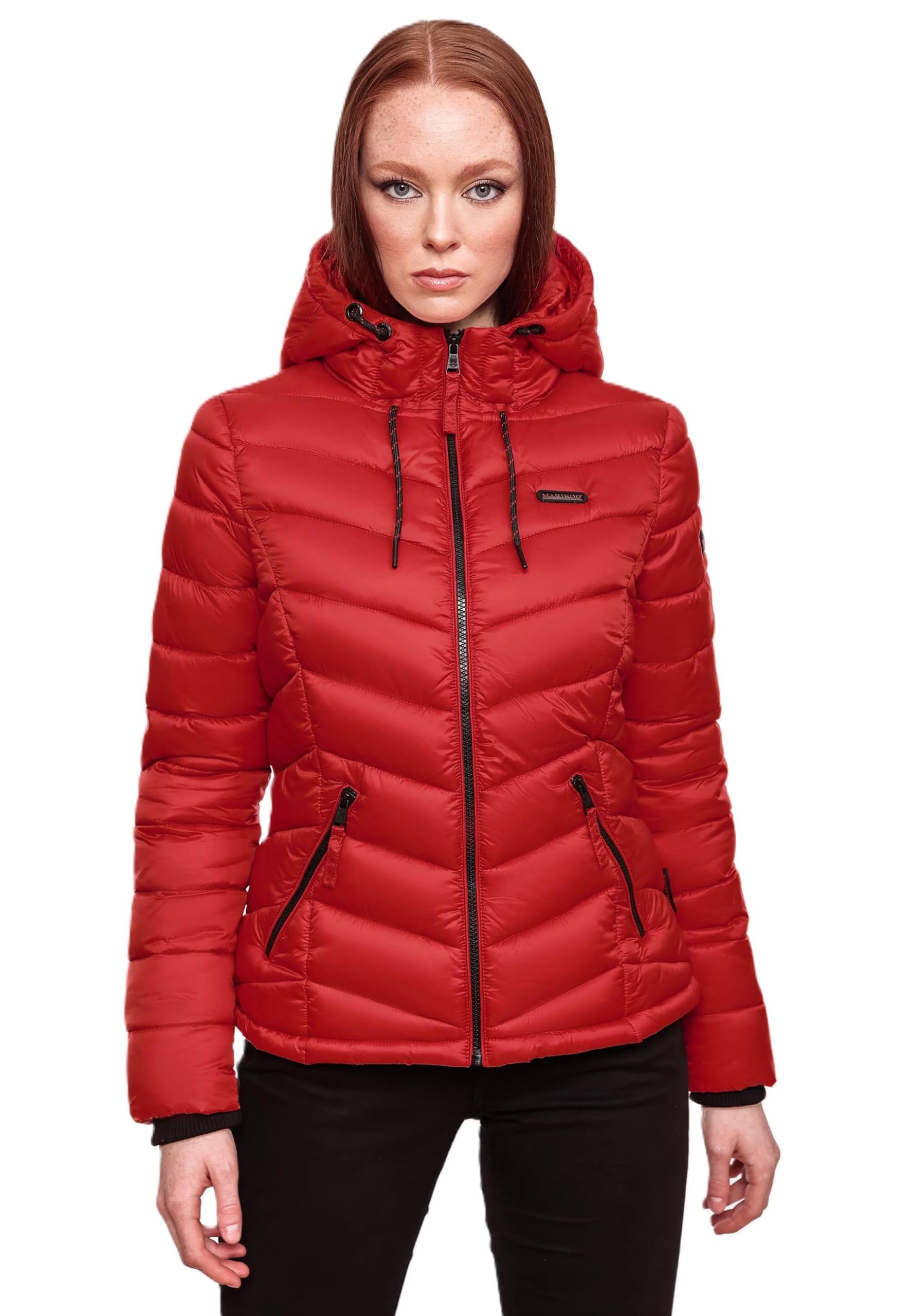 MARIKOO Damen Jacke Steppjacke Winter Übergangsjacke gesteppt Herbst B403 [B403-Kuala-Rot-Gr.XS]