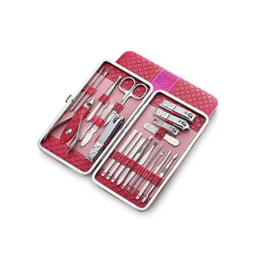 Zehennagelknipser Nagelclipper Set Portable Maniküre Set Persönliche Pflege Pediküre Set Beauty Set (21-teiliges Set) Nagelknipser-Set (Color : Red-21 Piece Set)