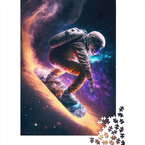 Schwierige,anspruchsvolle Puzzles mit 1000 Teilen,Astronauten-Weltraum-Snowboard,Holzpuzzle für Erwachsene und Jugendliche von Wood Jigsaw Puzzles für Erwachsene und Jugendliche (29,53 x 19,69 Zoll)