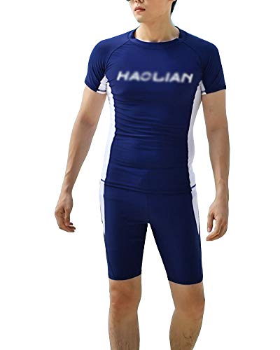 Herren Surfbekleidung Übergröße Sportlich Schnelltrocknend Badeanzug Rundhals Kurzarm T-Shirt & Badehose BoxerTauchen Surfen Neoprenanzüge Schwimmanzug Badeanzüge 7 2XL