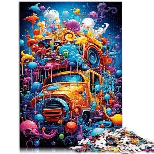 Puzzle, bizarrer bunter Lastwagen für Erwachsene, Puzzle 1000 Teile, Holzpuzzle, dekomprimierendes geistiges Lernspielzeug, 1000 Teile (50 x 75 cm)