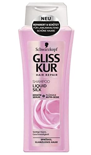 6 x Gliss-Kur Shampoo"LIquid Silk Gloss" für sprödes, glanzloses Haar - 250 ml