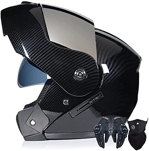 Motorradhelm Damen Herren,Klapphelme Modularer Helm Motorradhelm Integralhelme Roller-Helm Scooter-Helm Mofa-Helm DOT/ECE Zertifiziert Für Erwachsene Mit Doppelvisier (Color : C, Größe : S=55-56cm)