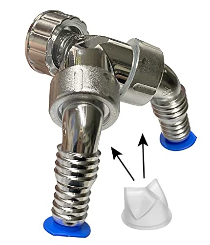 Doppelschlauchtülle für PE-Unterputz-Geräte-Siphon mit Rückflussverhinderer, für Anschlüsse 3/4'' und 1'', verchromt