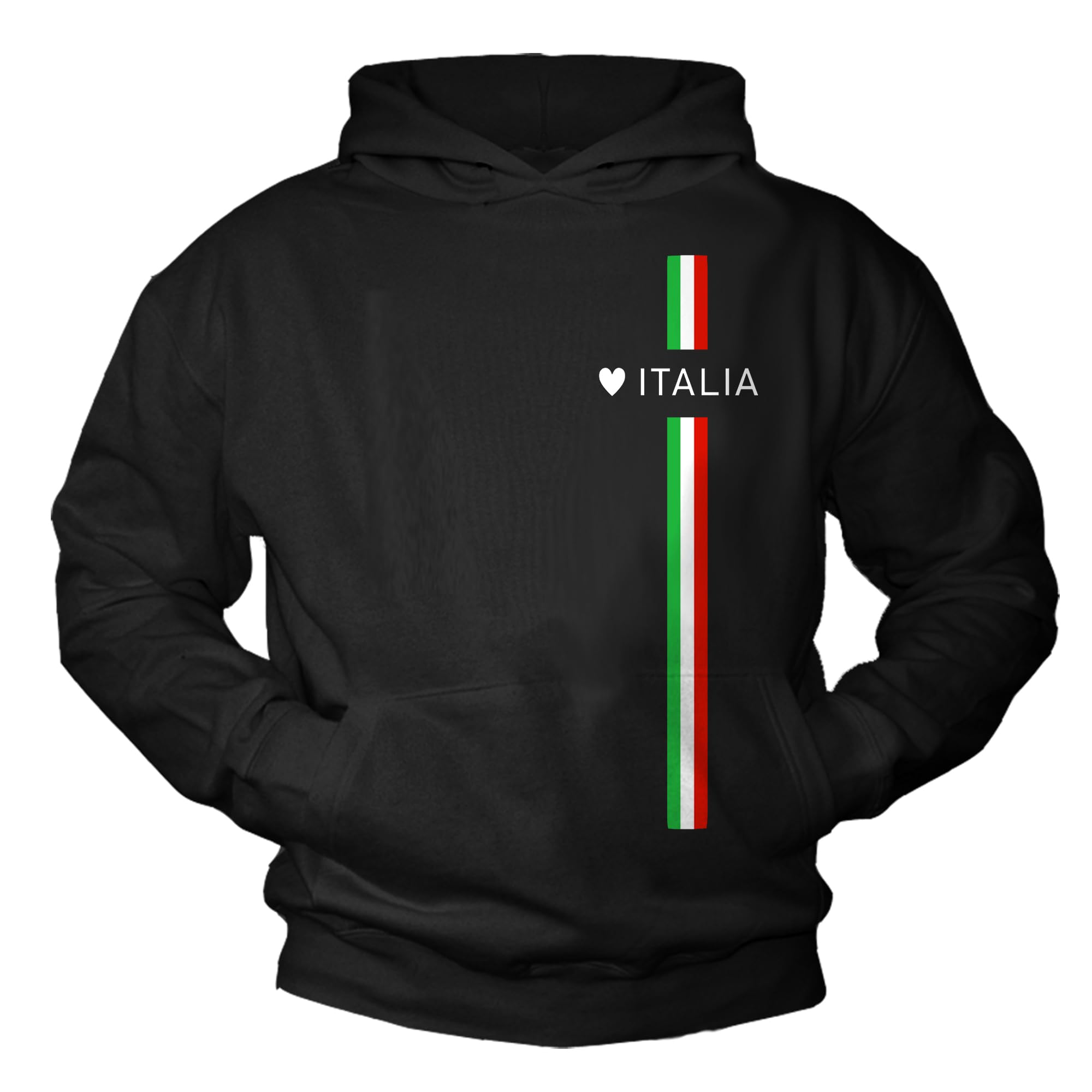 MAKAYA Kapuzenpullover Love Italy Hoodie Italien Pullover Sweatshirt Flagge Italia Italienische Geschenke Mode Schwarz Größe XXL