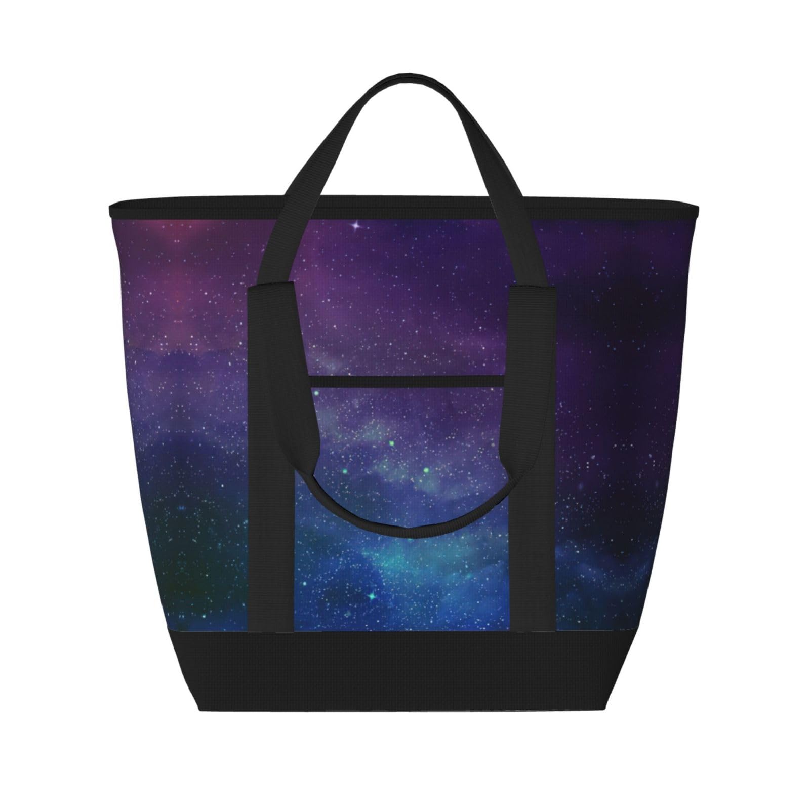 YQxwJL Universe with Stars Galaxy Interstellar Print Large Capacity Tote Bag,Insulated Lunch Bag,Reusable Grocery Bag with Zipper for Women Men