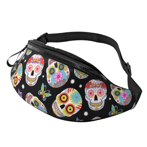 HSJFS Hüfttasche mit Seestern-Muschel-Motiv, Blau, Holz auf Strandlandschaft, bedruckt, modisch, verstellbarer Gürtel, lässige Brusttasche, Sugar Skulls, Einheitsgröße