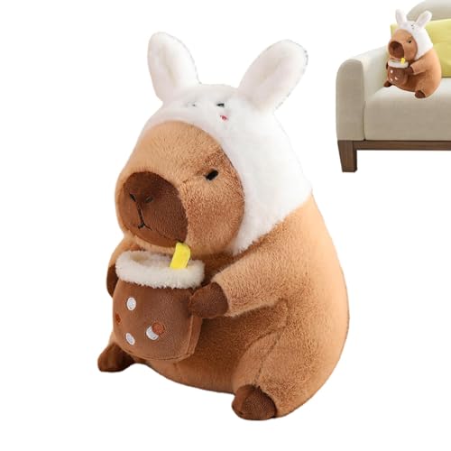 Nbhuiakl Gefüllter Capybara,Plüschtiere Capybara Stofftier - Abnehmbare Kopfbedeckung, Capybara-Plüschtier, Capybara-Spielzeug für Kinder und Erwachsene, Tierliebhaber