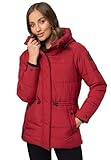 MARIKOO Damen Winter Jacke gesteppte Winterjacke Stepp warm B947 [B947-Akum-Dark-Red-Gr.L]