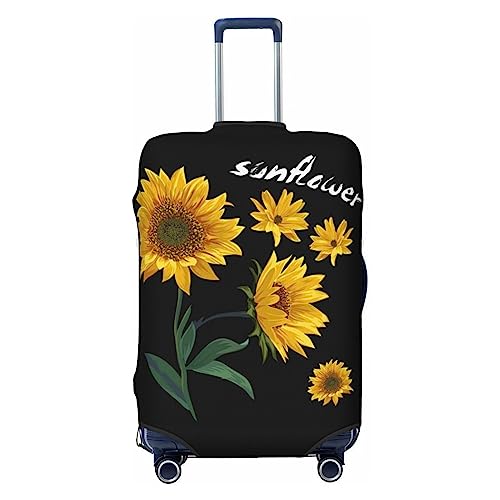 Miniks Reisegepäckabdeckung, Sonnenblumen-Motiv, strapazierfähig, passend für 45,7 - 81,3 cm große Gepäckstücke, Größe XL, Schwarz, X-Large