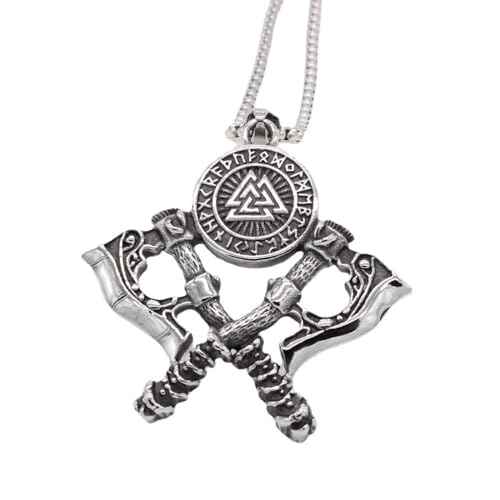 Halsketten für Männer und Schmuck für Frauen Vintage Nordic Valknut Viking Tomahawk Anhänger Charm Halskette, Herren, Geschenk, Schutzgeschenk