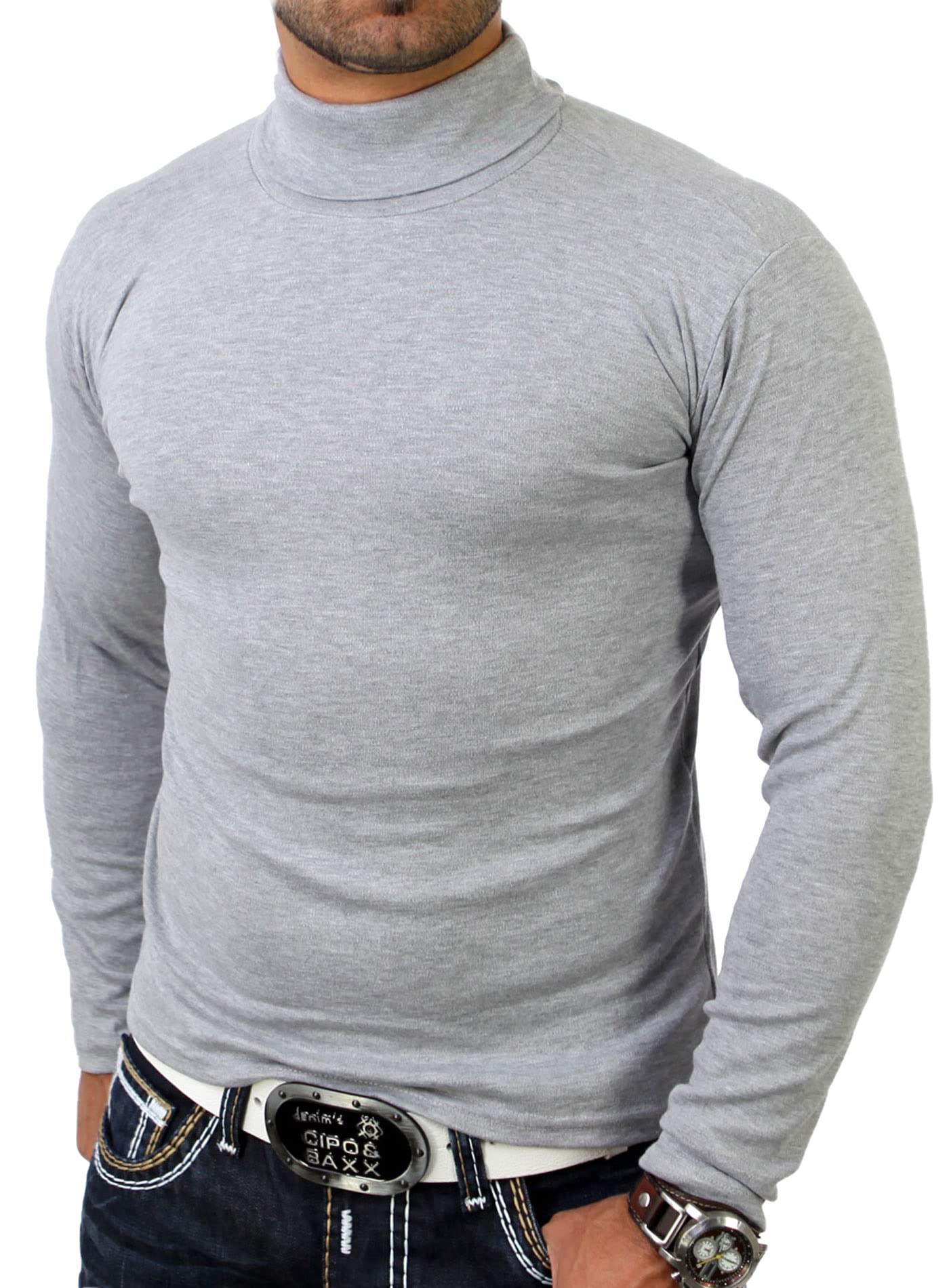 Reslad Herren Rollkragen Pullover RS-1088 Grau XL