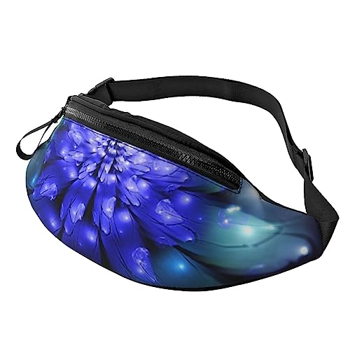 HSJFS Hüfttasche mit Seestern-Muschel-Motiv, Blau, Holz auf Strandlandschaft, bedruckt, modisch, verstellbarer Gürtel, lässige Brusttasche, Fantasy Blue Flower, Einheitsgröße