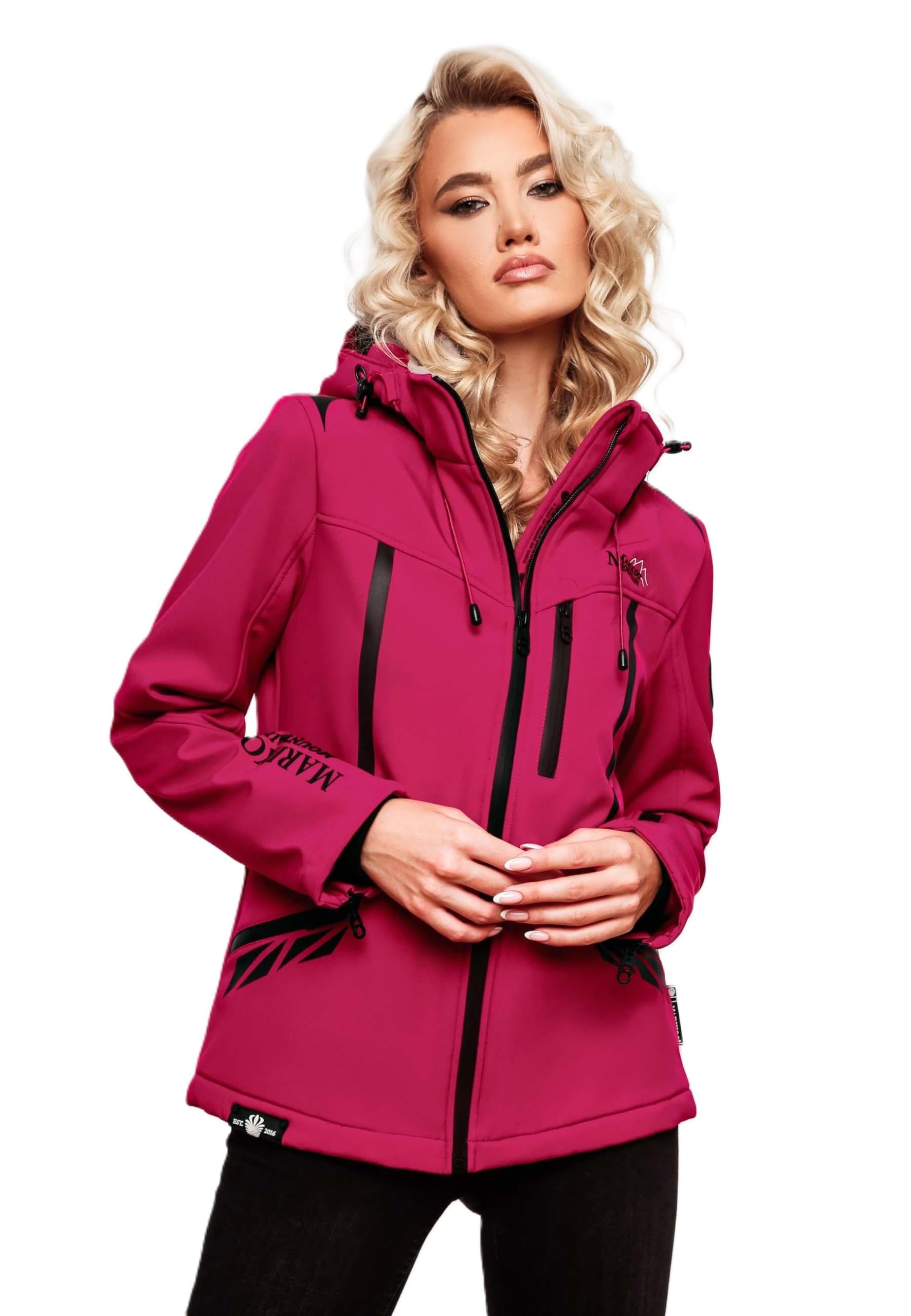 MARIKOO Damen Softshell Jacke Funktionsjacke Outdoor B928 [B928-Cho-Oyu-Fuchsia-Gr.M]