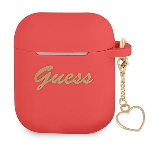 Guess GUA2LSCHSR Hülle für AirPods Cover rot/red Silicone Charm Heart Collection